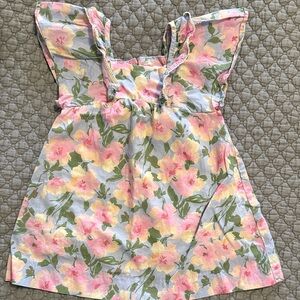 Zara Kids Pink Floral Dress with Ruffle Sleeves